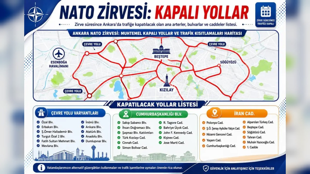 36'ncı NATO Zirvesi için Ankara'da 28 Haziran-10 Temmuz arası trafik ve güvenlik önlemleri